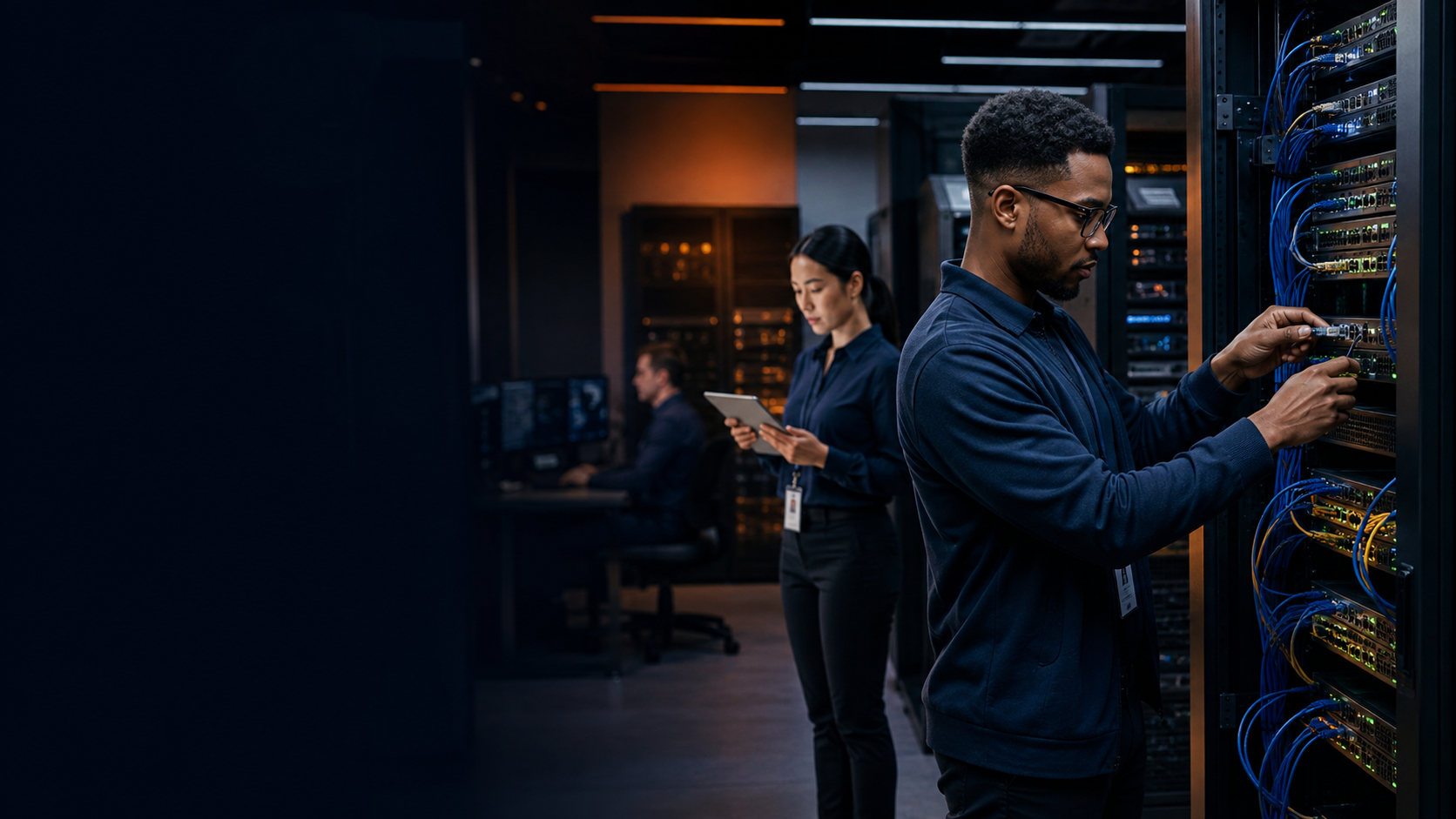Mino-Tech technicians supporting enterprise network infrastructure